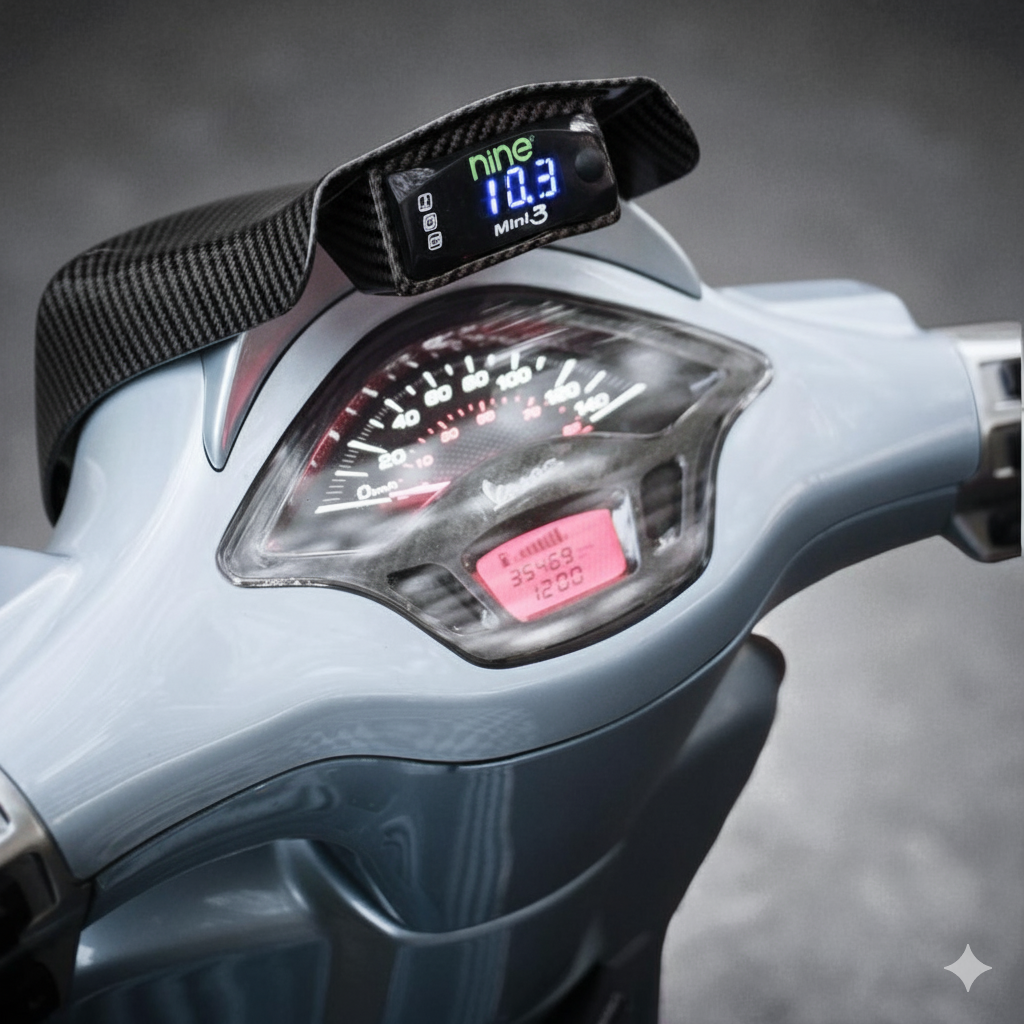 Forged Carbon/Geweven Carbon INDO-Style windscherm 3 in 1 voltmeterhouder+windscherm+koplamprand Vespa Sprint