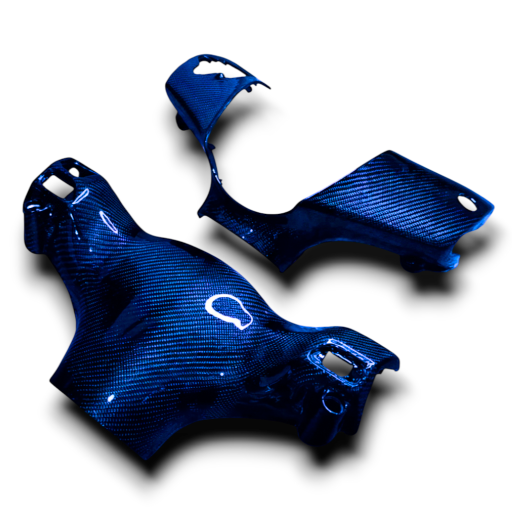 Piaggio Zip Custom Kleur Geweven Carbon Stuurkappen - Afbeelding 3