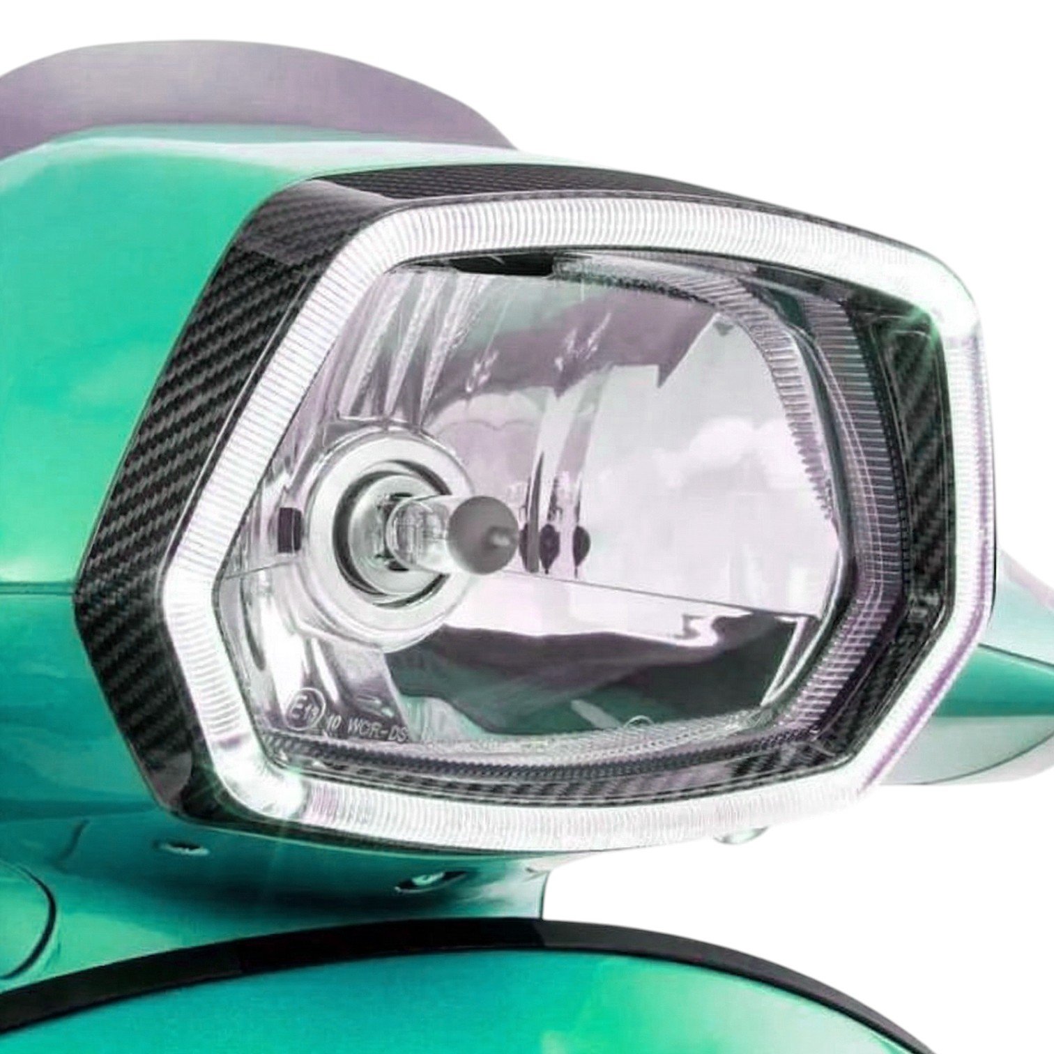 Geweven Carbon/Forged Carbon Koplamprand LED Luigy Vespa Sprint/primavera - Afbeelding 2