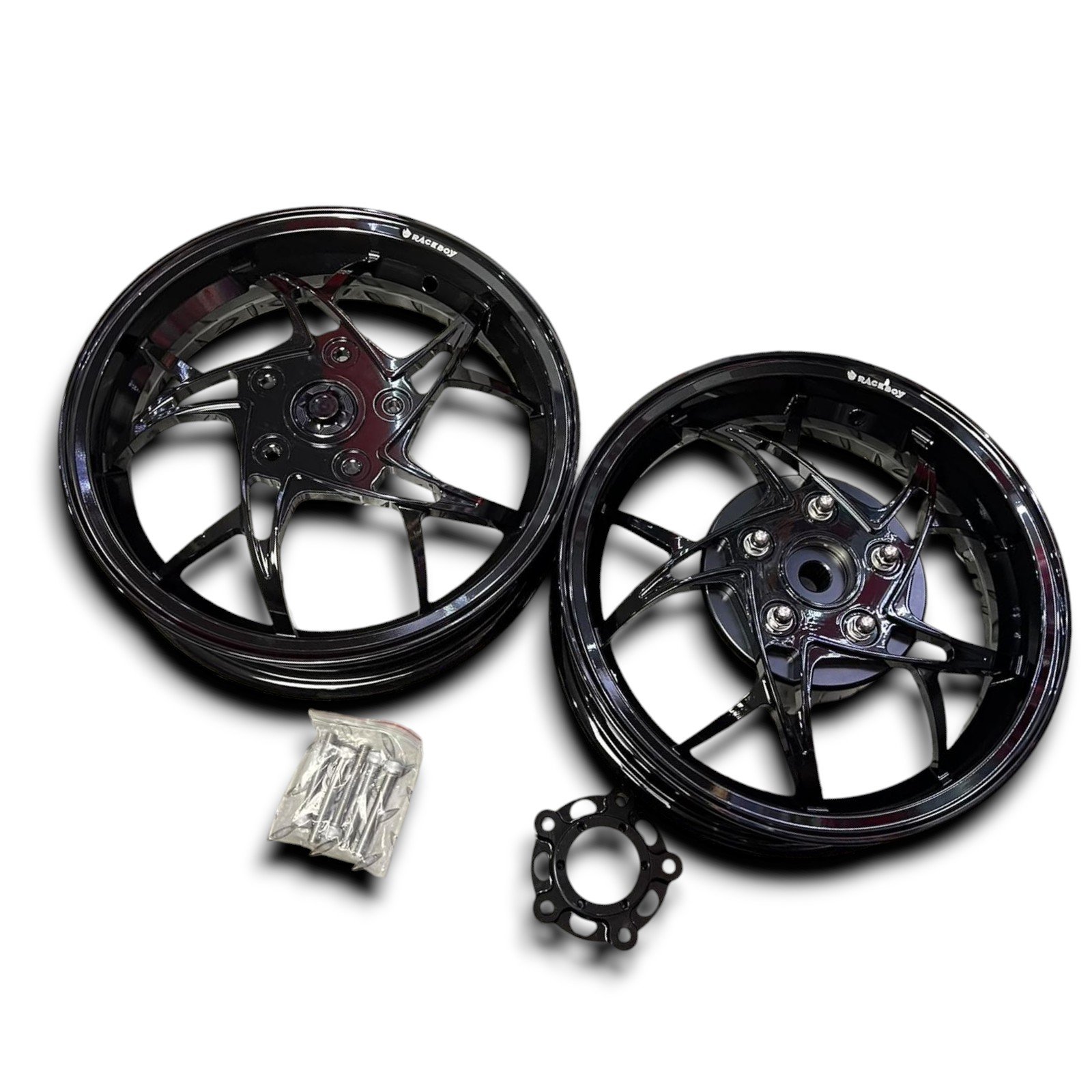 Velgenset 12 inch XT Raceboy chrome Vespa Sprint/Primavera/Piaggio ZipSP CNC Voor+achter - Afbeelding 3