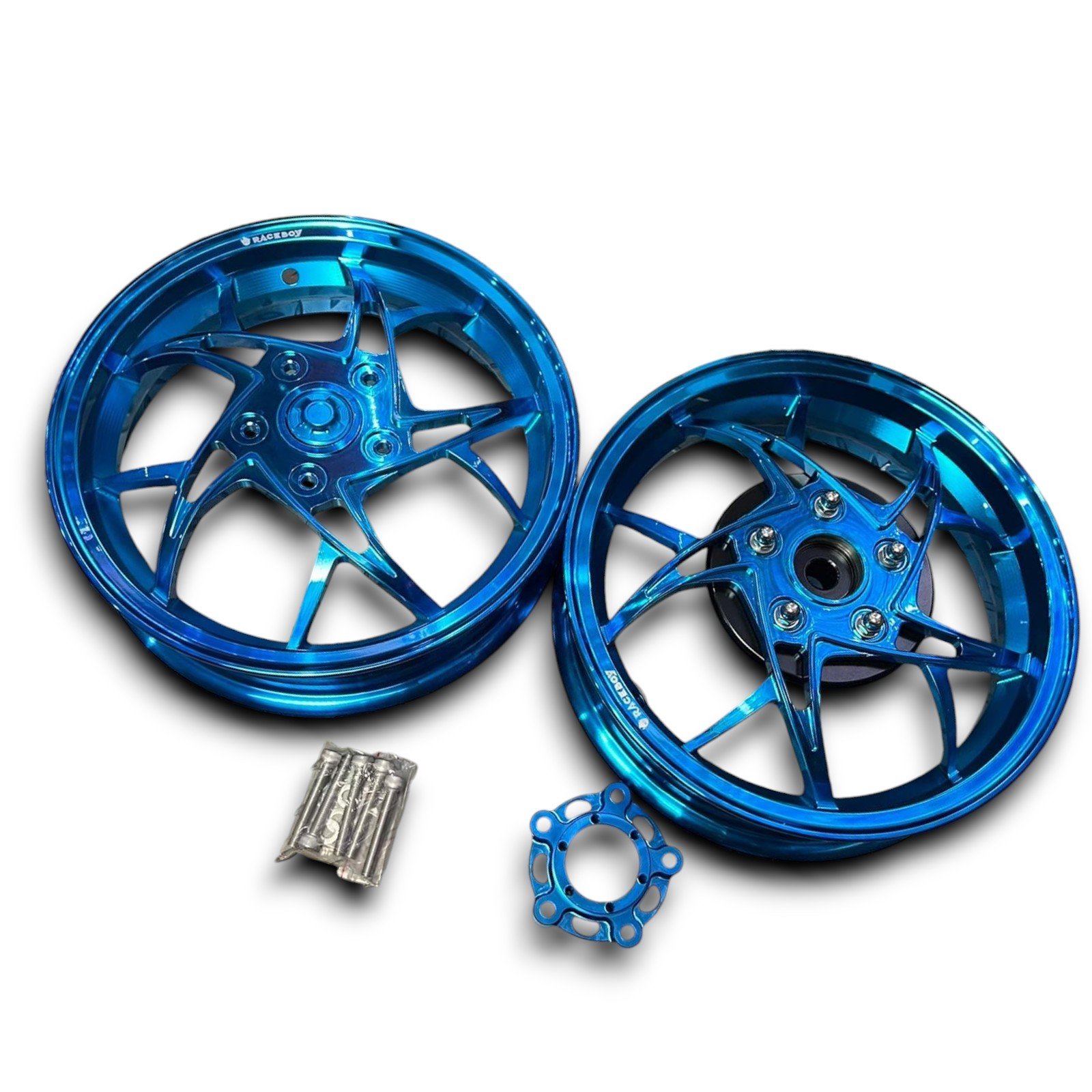 Velgenset 12 inch XT Raceboy chrome Vespa Sprint/Primavera/Piaggio ZipSP CNC Voor+achter - Afbeelding 4