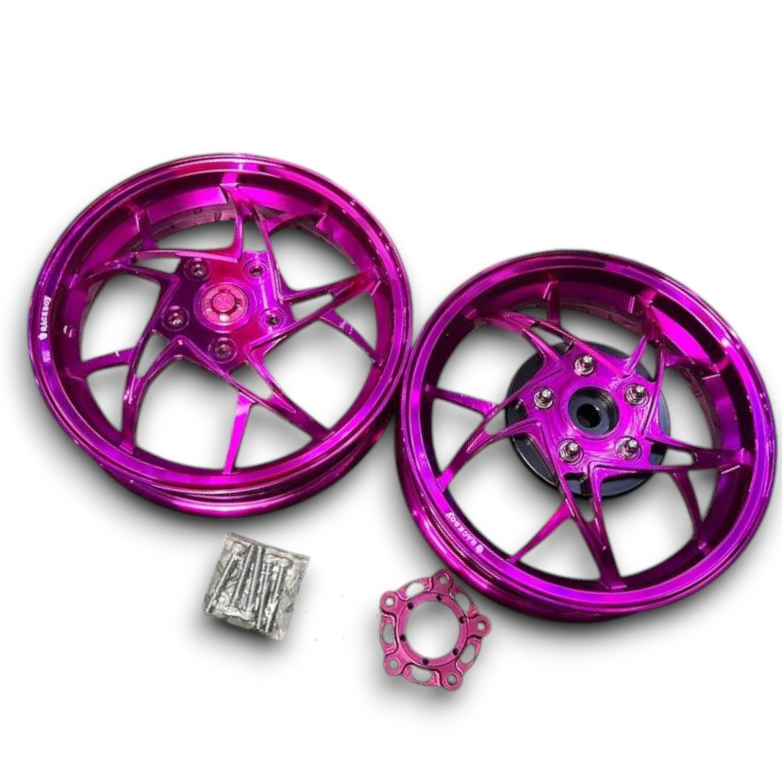 Velgenset 12 inch XT Raceboy chrome Vespa Sprint/Primavera/Piaggio ZipSP CNC Voor+achter - Afbeelding 5