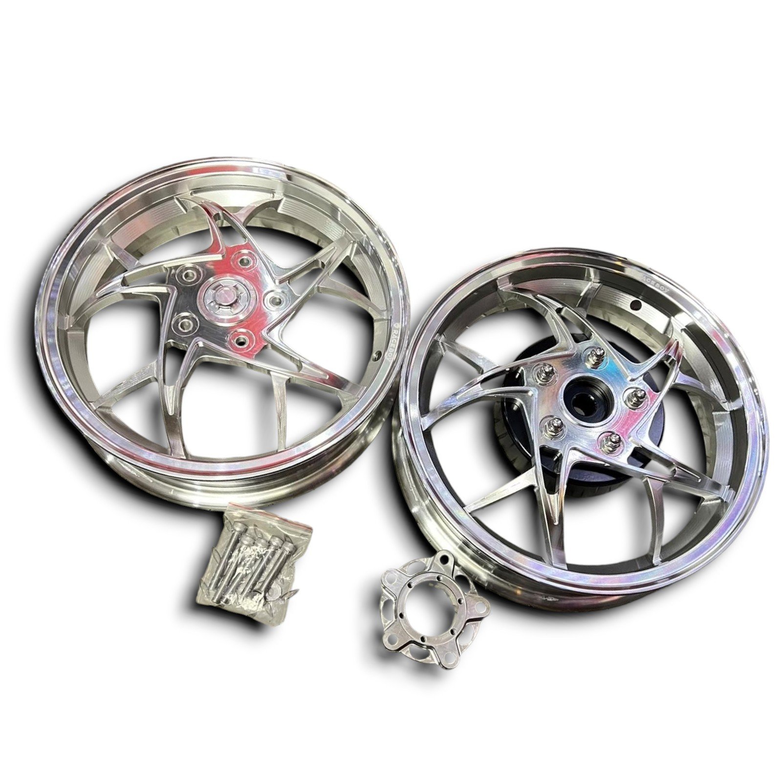 Velgenset 12 inch XT Raceboy chrome Vespa Sprint/Primavera/Piaggio ZipSP CNC Voor+achter - Afbeelding 6
